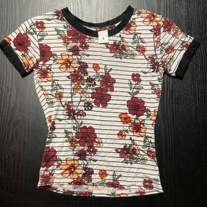 Zumies crop top with fun stripe floral print
